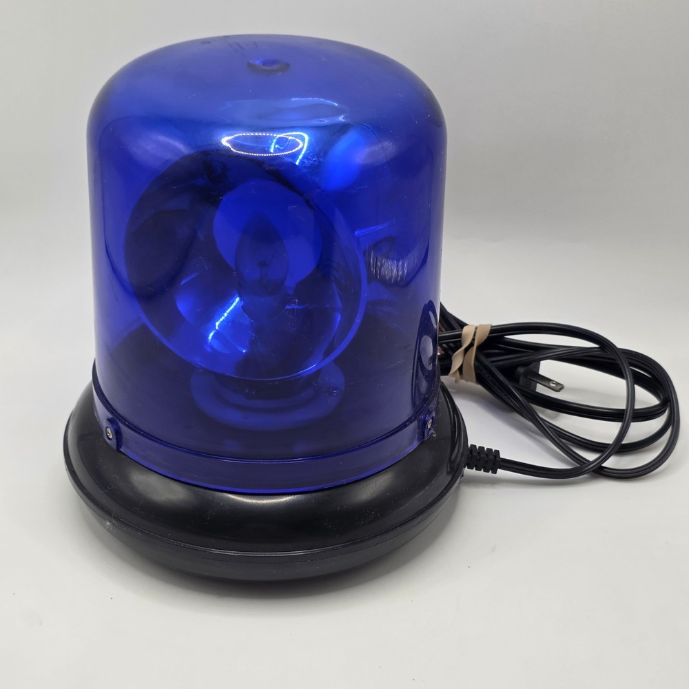 Blue Rotating Police Beacon Light Party DJ Emergency Signal Novelty Flash Lamp